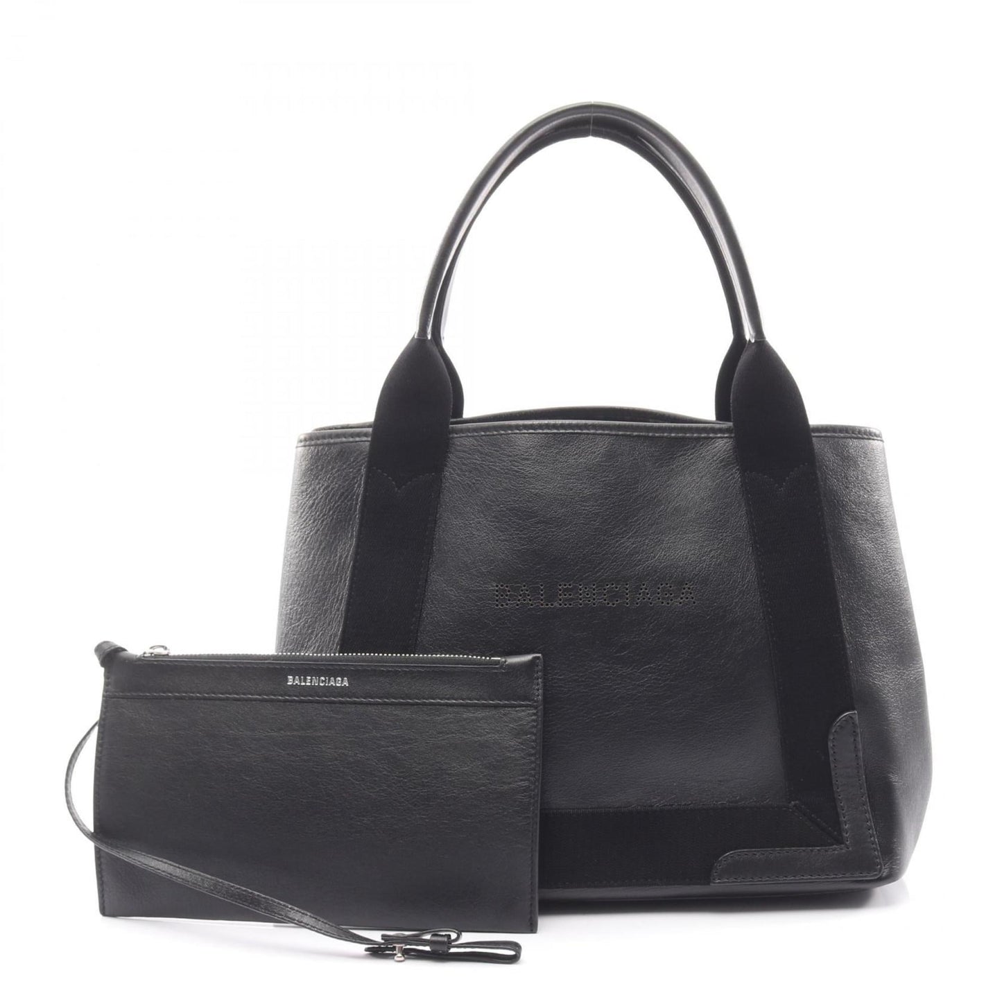 Balenciaga Navy Cabas S Tote Bag, Leather, Women's, Black, 339933