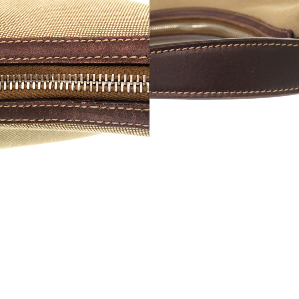 Excellent condition Prada logo jacquard canvas bag BR3429 with silver hardware, semi-shoulder or one-shoulder style, brown leather, 0505