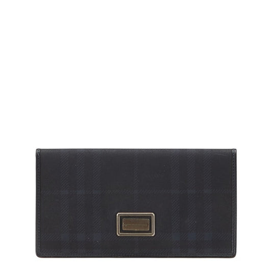 Burberry Check Long Wallet in Black and Navy Sweat Leather for Women