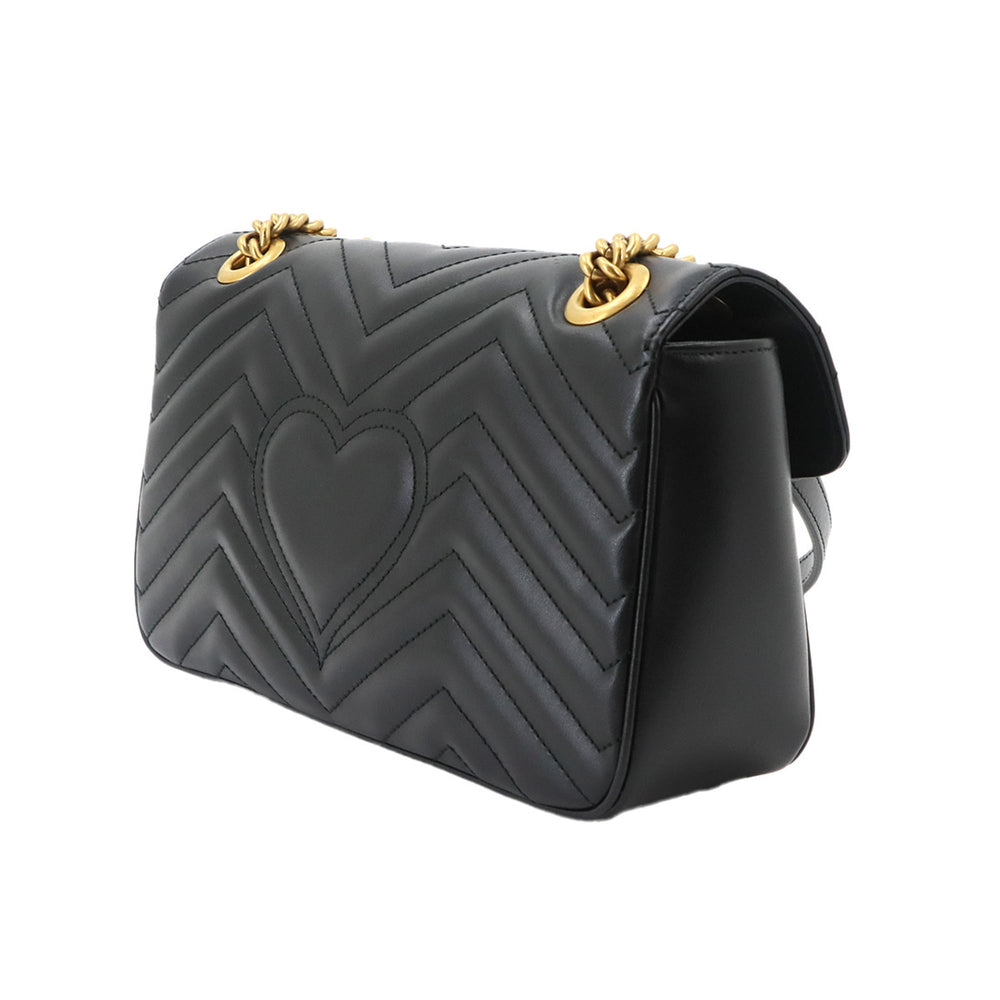 Gucci GG Marmont Shoulder Handbag, Leather, Black, 443497, Gold Hardware, Small Bag — New - Store Return