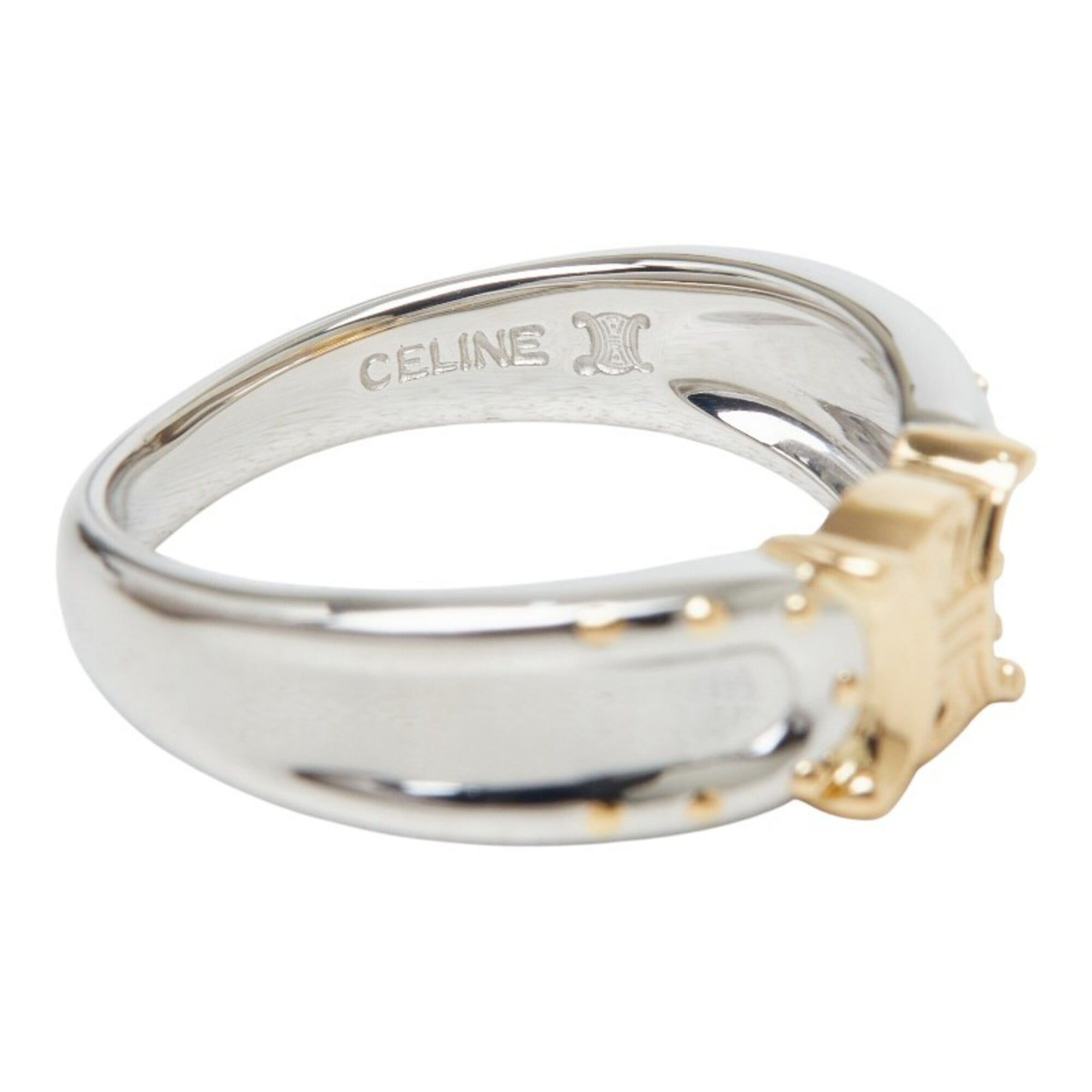 Celine Pt900 Platinum 18KYG Yellow Gold Macadam Logo Design Ring - Women's CELINE 1 — Like New