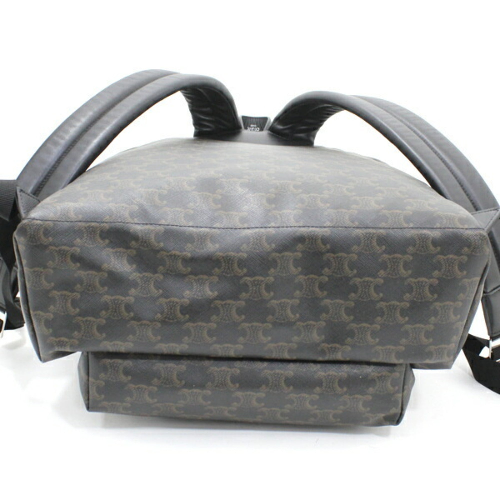 CELINE Backpack Triomphe Canvas Black Brown Rucksack Men's 188382BOV T5686 — Like New