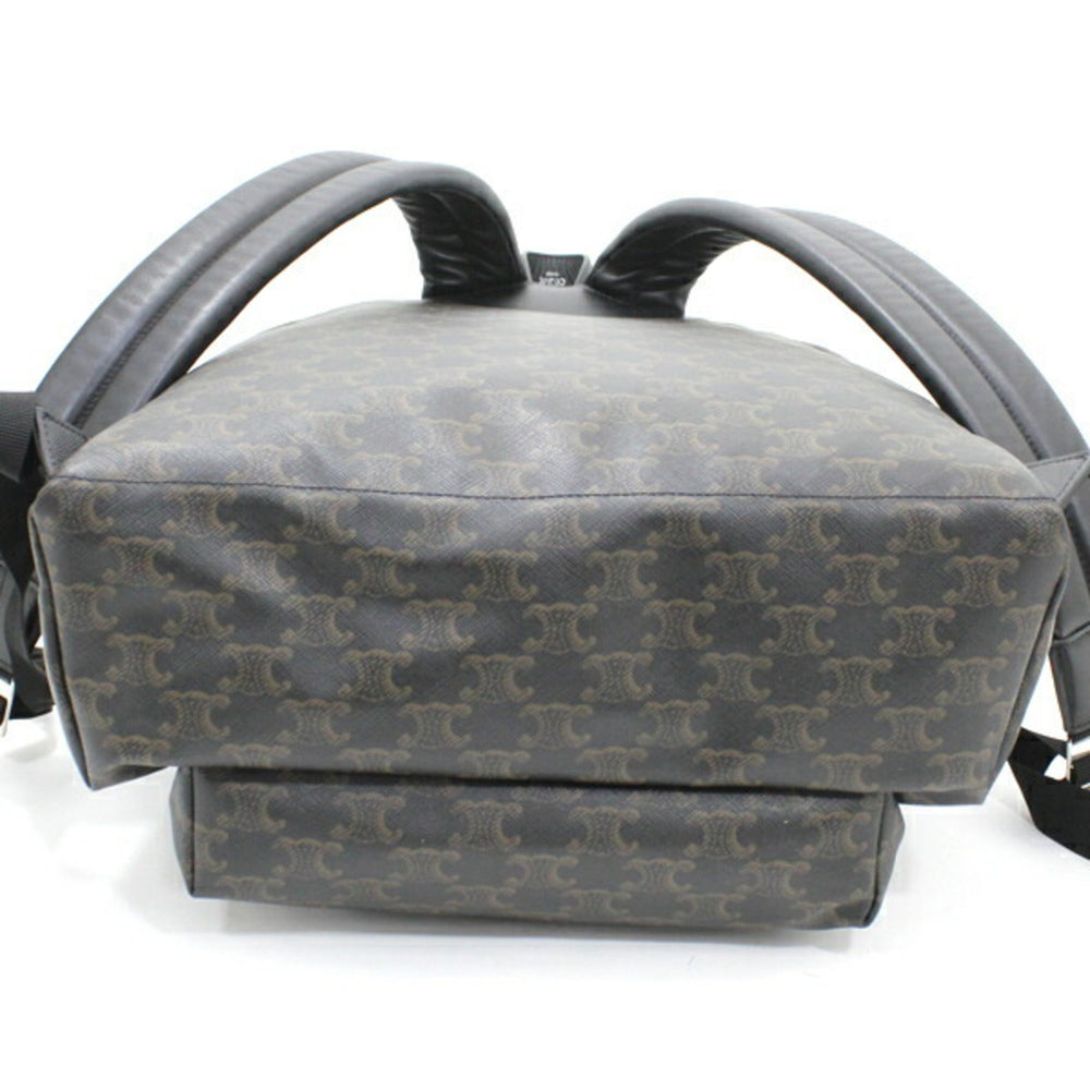 CELINE Backpack Triomphe Canvas Black Brown Rucksack Men's 188382BOV T5686 — Like New