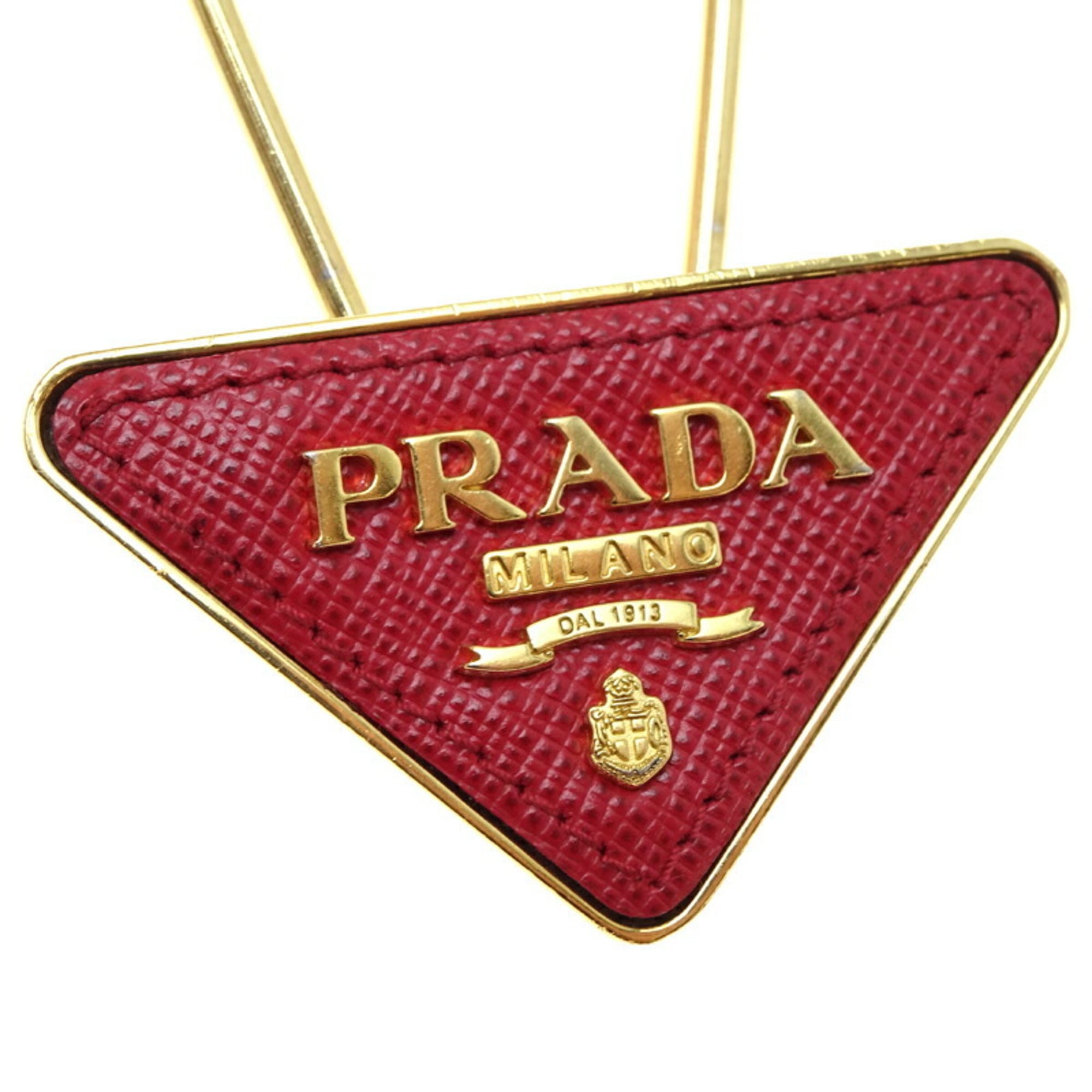 Prada Triangle Bag Charm for Women and Men, Metal, Red