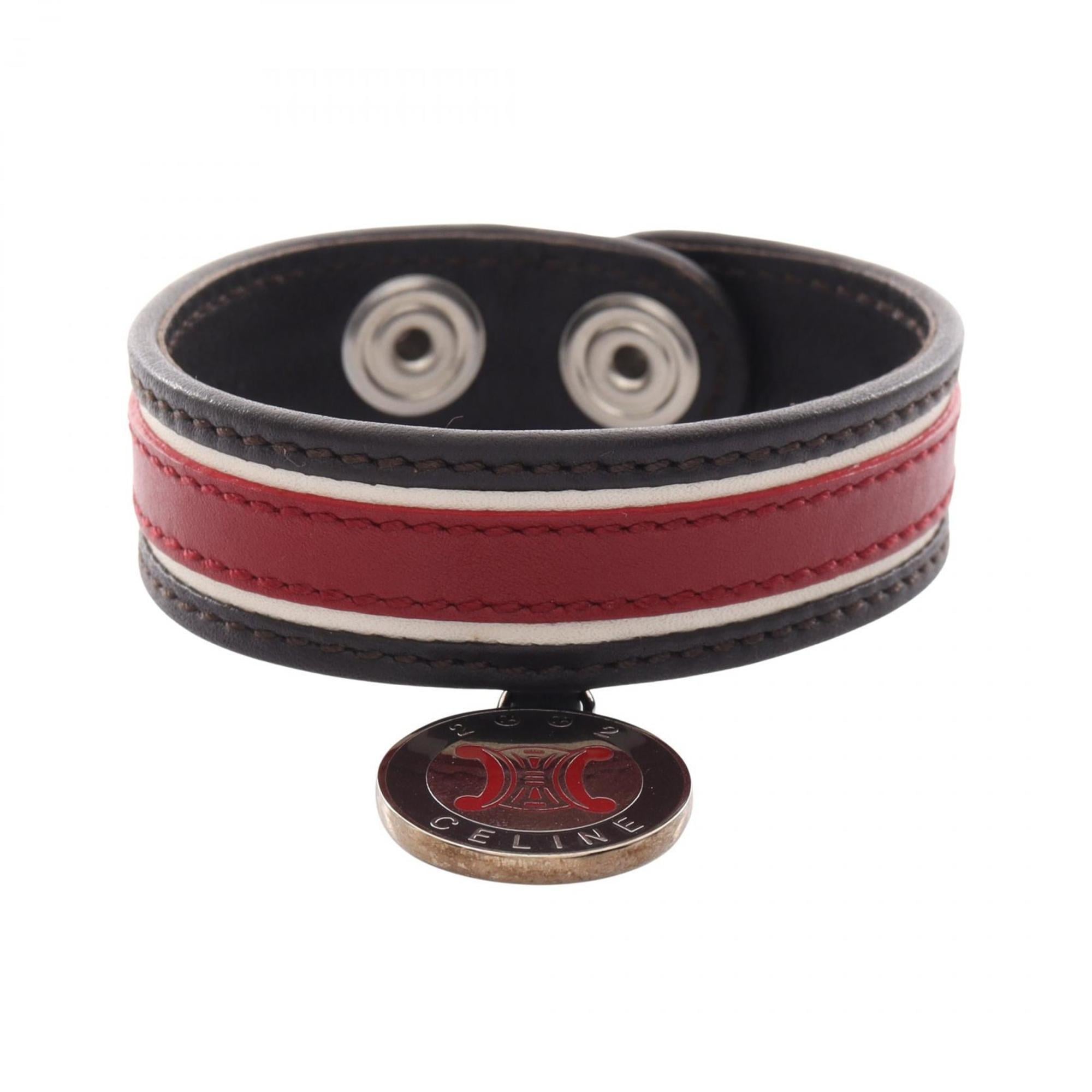 Celine leather bracelet, accessories for women, brown and red