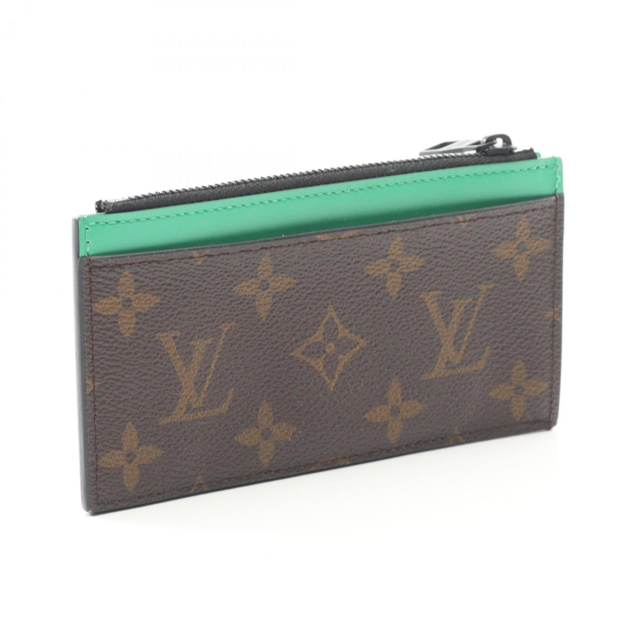 Louis Vuitton Monogram Macassar Coin and Card Holder Wallet, Leather, Men's, Brown Green, M81627