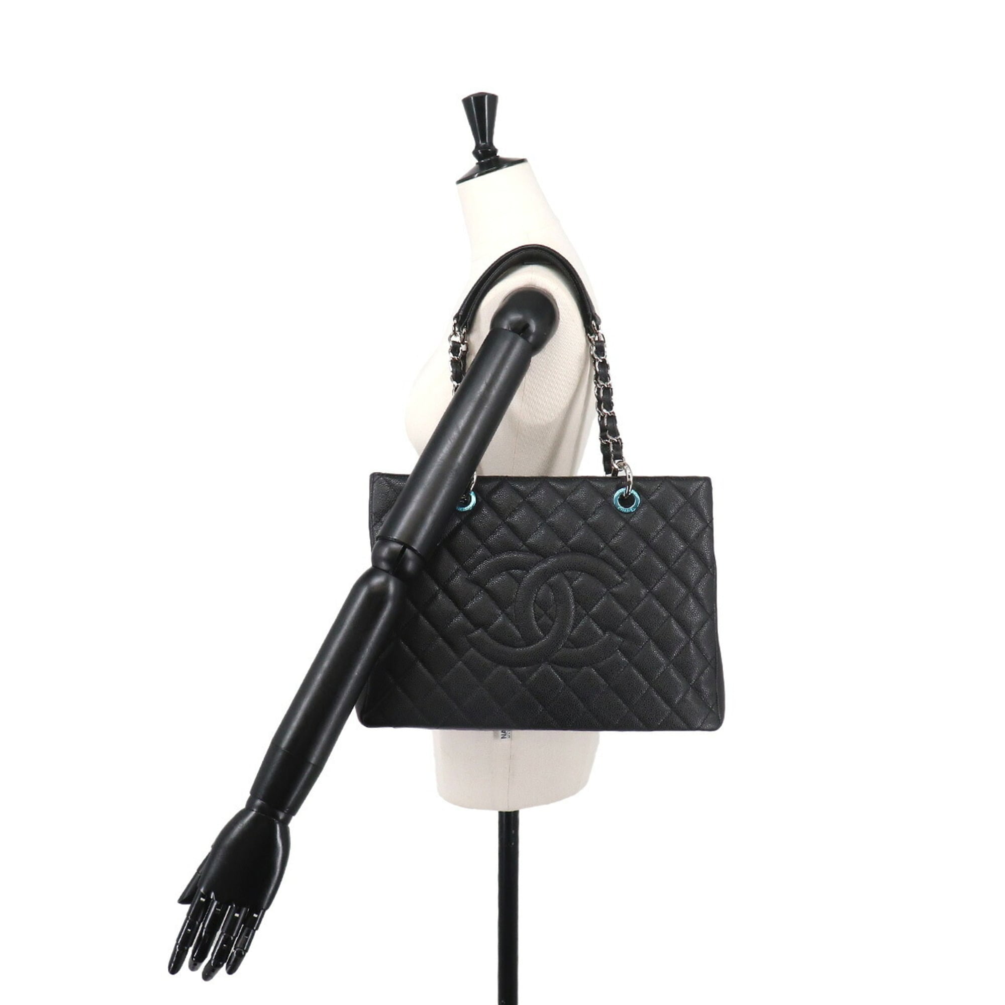 Chanel Matelasse Grand Chain Tote Handbag GST Caviar Leather Black A50995 — New - Store Return