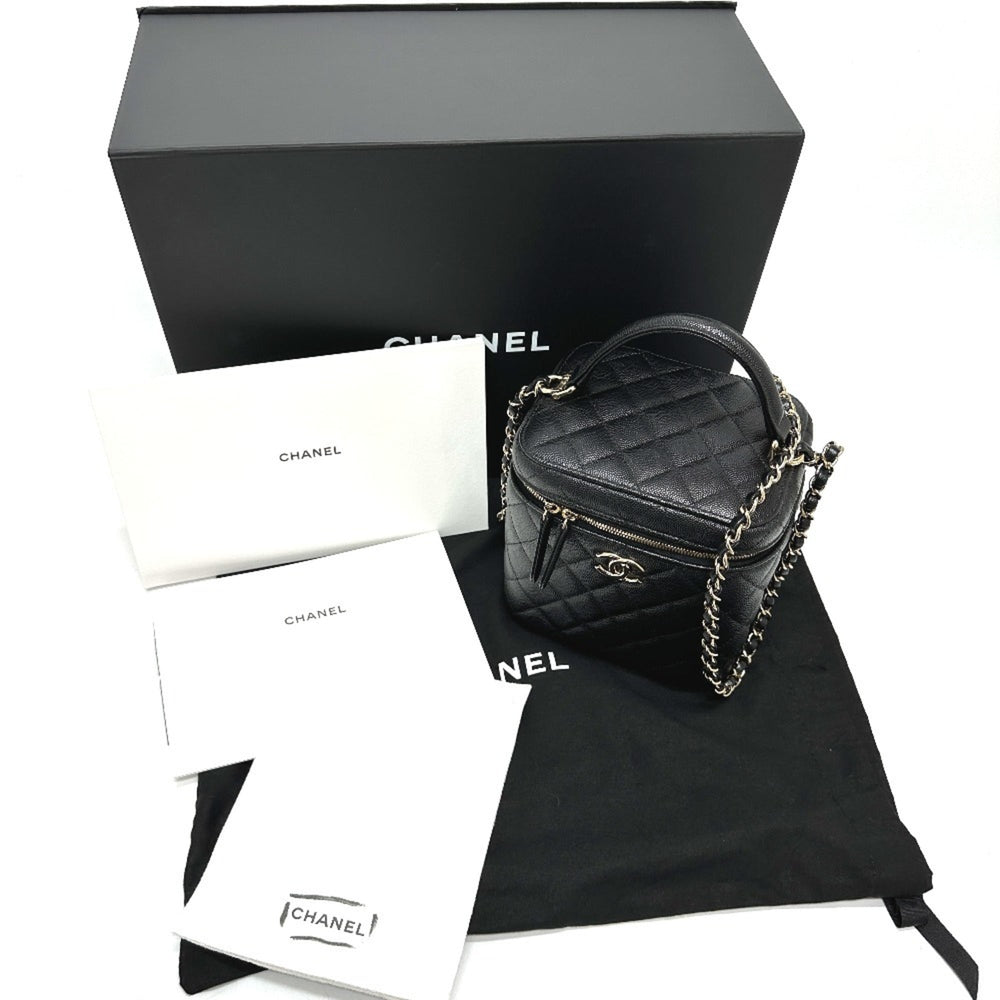 CHANEL AS2362 Coco Mark CC Matelasse Quilted Chain Bag Shoulder Handbag Vanity Caviar Skin Women's Black G-231125-90 — New - Store Return