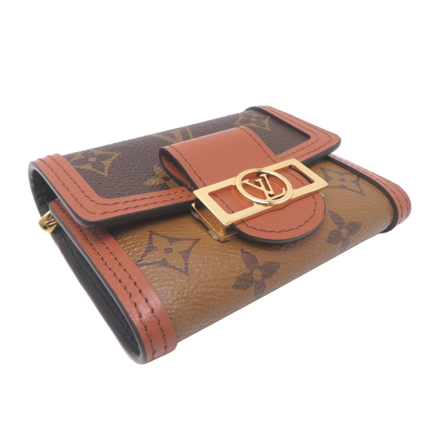 Louis Vuitton Portefeuille Dauphine Compact Women's Tri-fold Wallet M68725 Monogram Reverse Brown