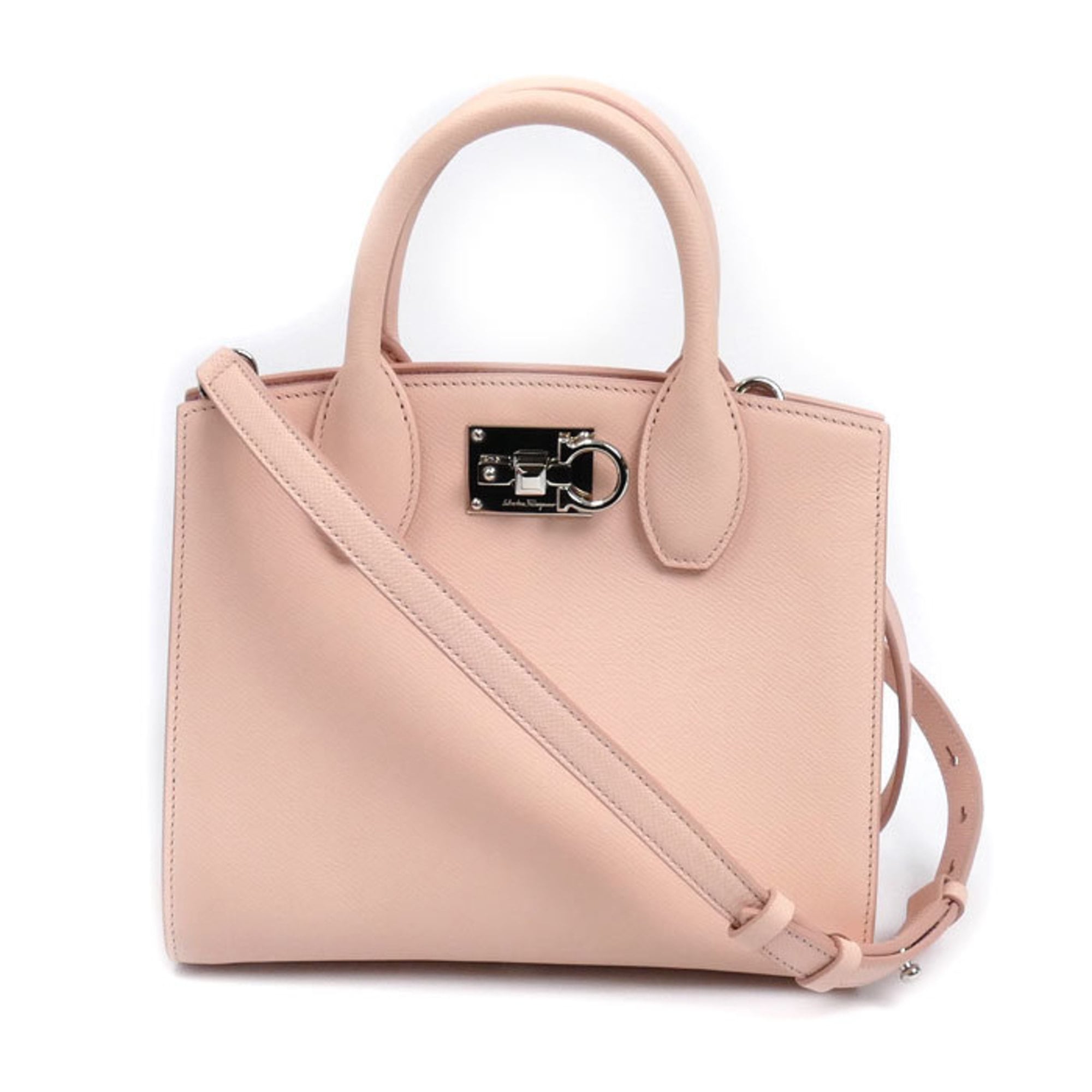 Salvatore Ferragamo Studio Box Bag XS 2-Way Shoulder Bag, Pink, 211424, Women's