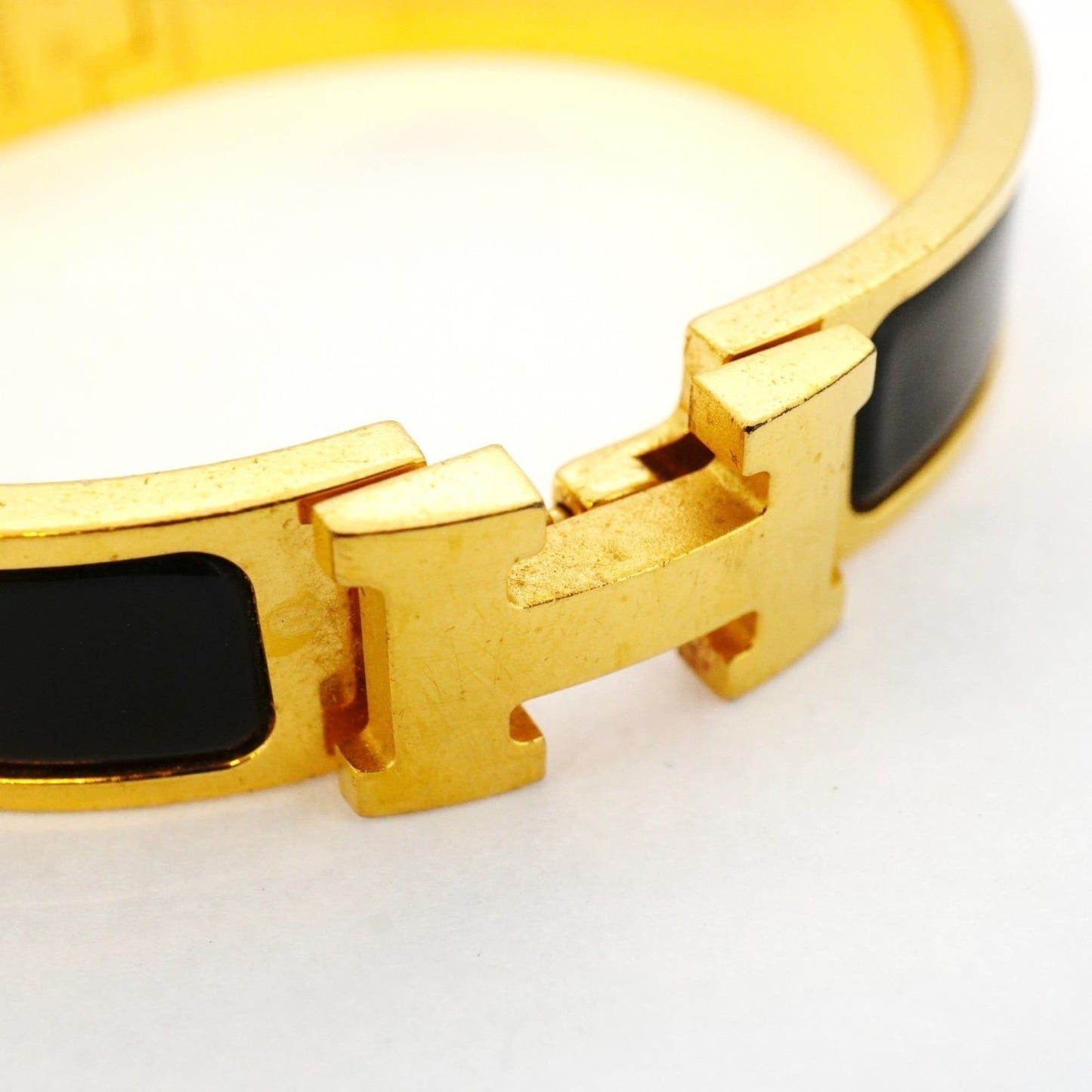 Hermes Click-Clack PM Bangle in GP-plated Gold and Black for Women