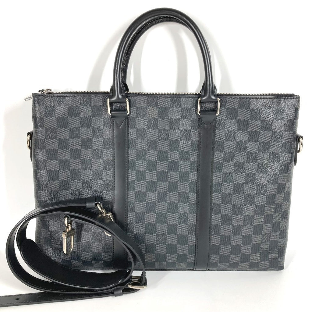 LOUIS VUITTON N40024 Damier Graphite Anton Briefcase, 2-Way Bag, Document Shoulder Handbag, Business Canvas, Black, Men's and Women's
