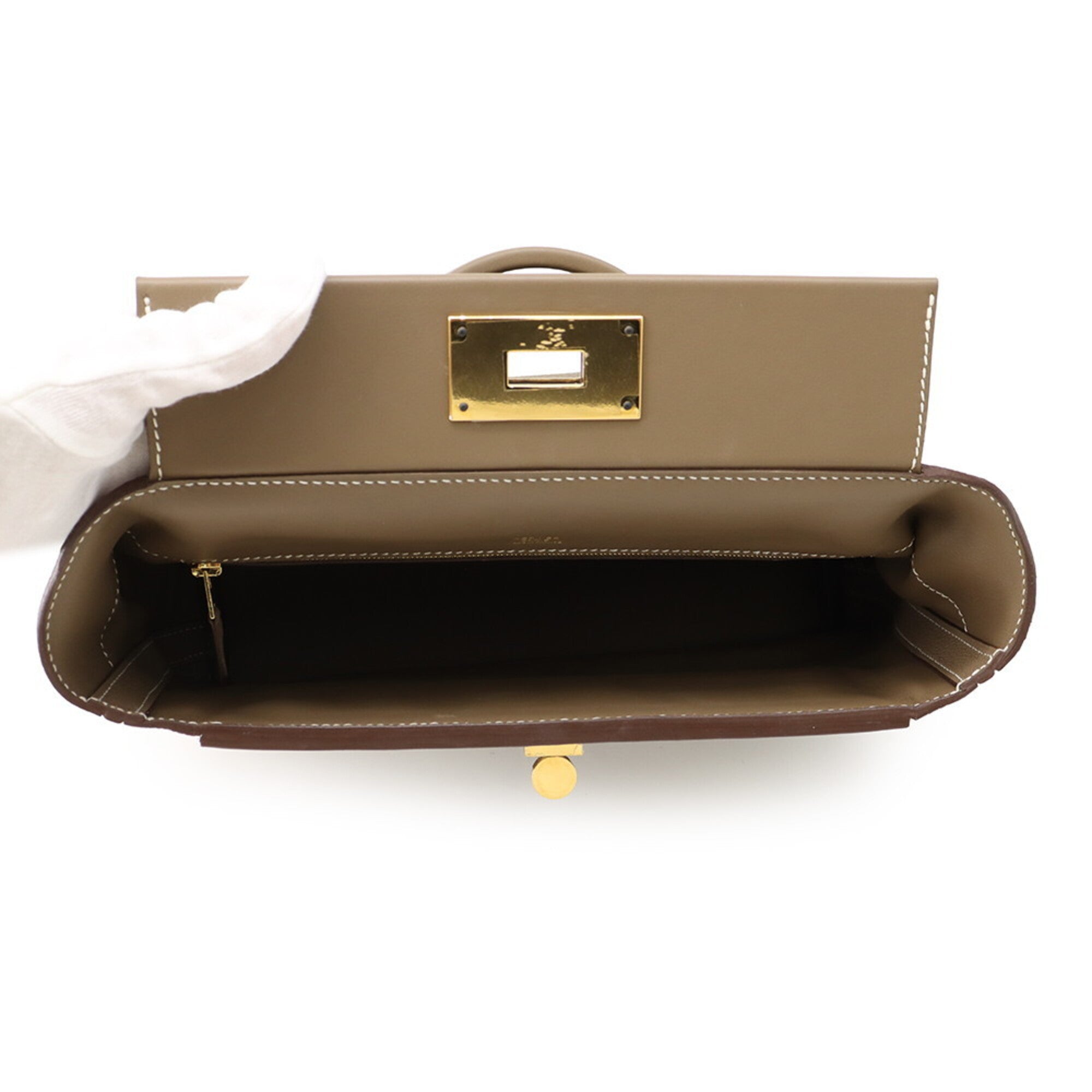 Hermes 24 29 Sac Etoupe Togo Swift Z stamp HERMES 2-way handbag — Like New