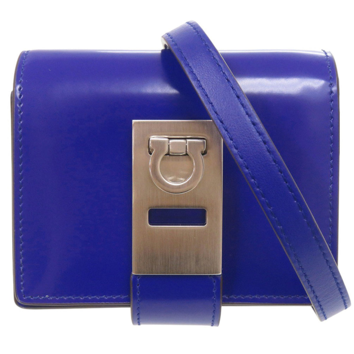 Salvatore Ferragamo Gancini Leather Blue Shoulder Bag 1437 — Like New