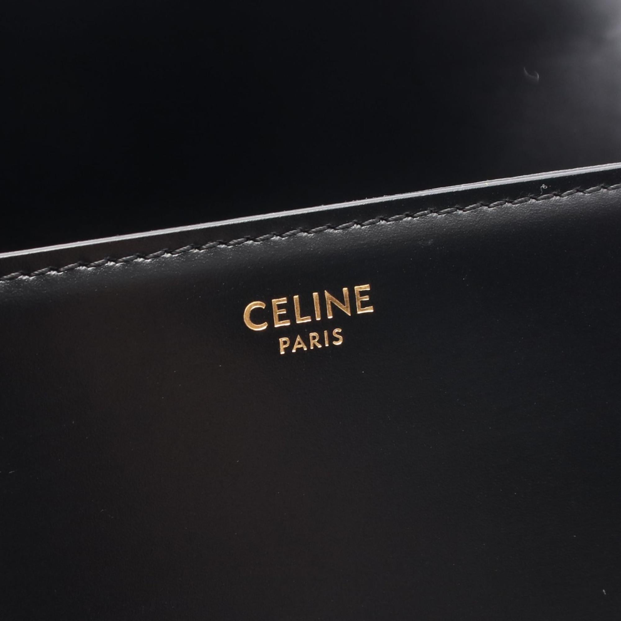 Celine Classic Triomphe Medium Shoulder Bag/Handbag in Leather, Women's, Black, 187363BF4.38NO