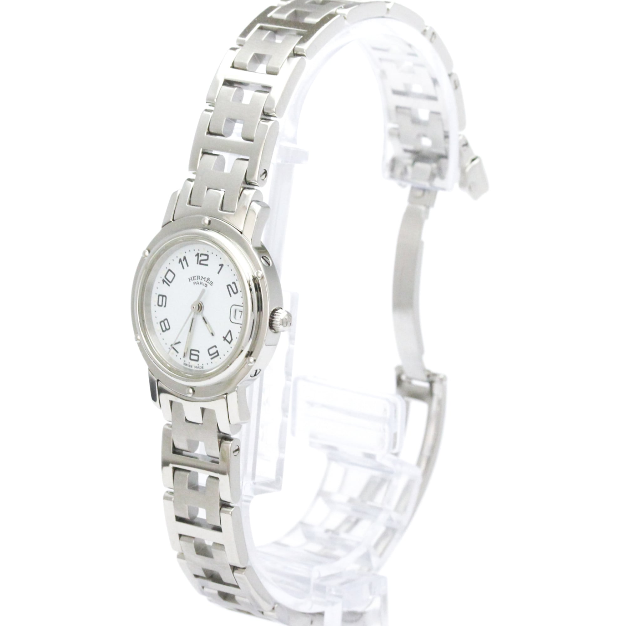 HERMES Clipper Stainless Steel Quartz Ladies Watch CL4.210 Polished — Very Good