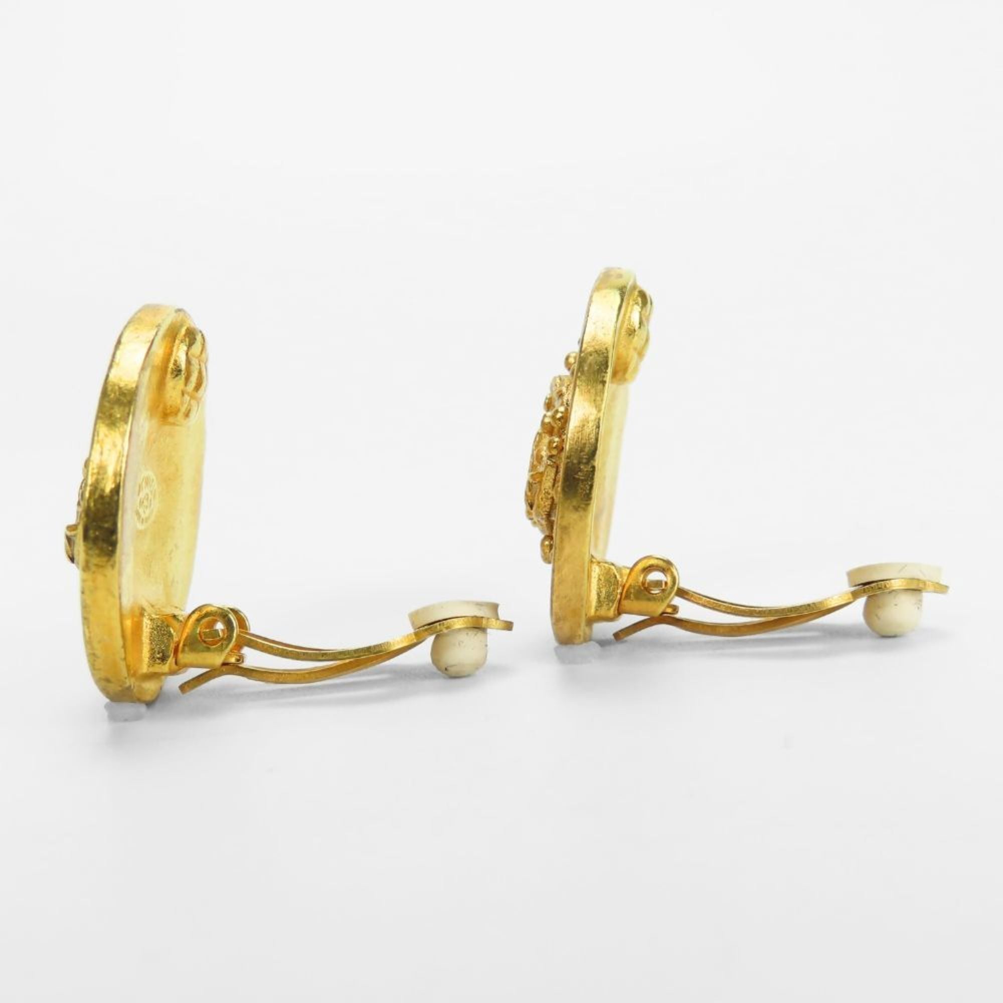 Chanel Coco Mark Metal Earrings, Gold Plated, 94A, Women's, CHANEL