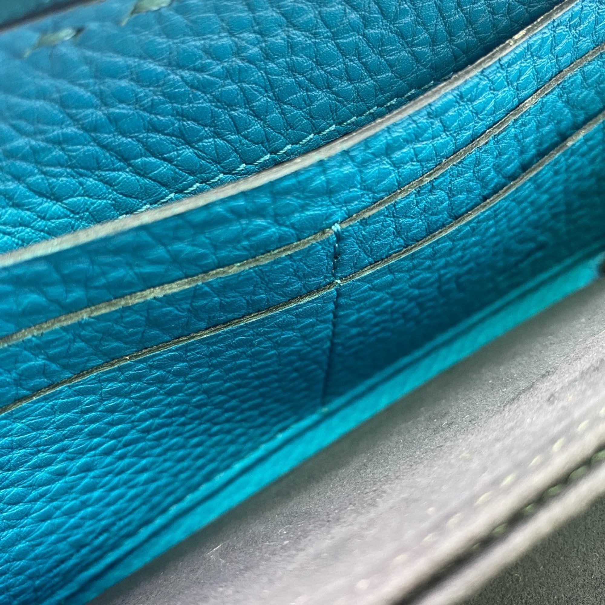 FENDI Long Wallet, Hand-Stitched Round Selleria, Blue, Women's