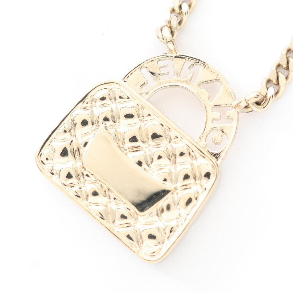 Chanel Coco Mark Back Motif Necklace, Gold Plated with Rhinestones, Women's, Available in Gold, Pink, and Clear