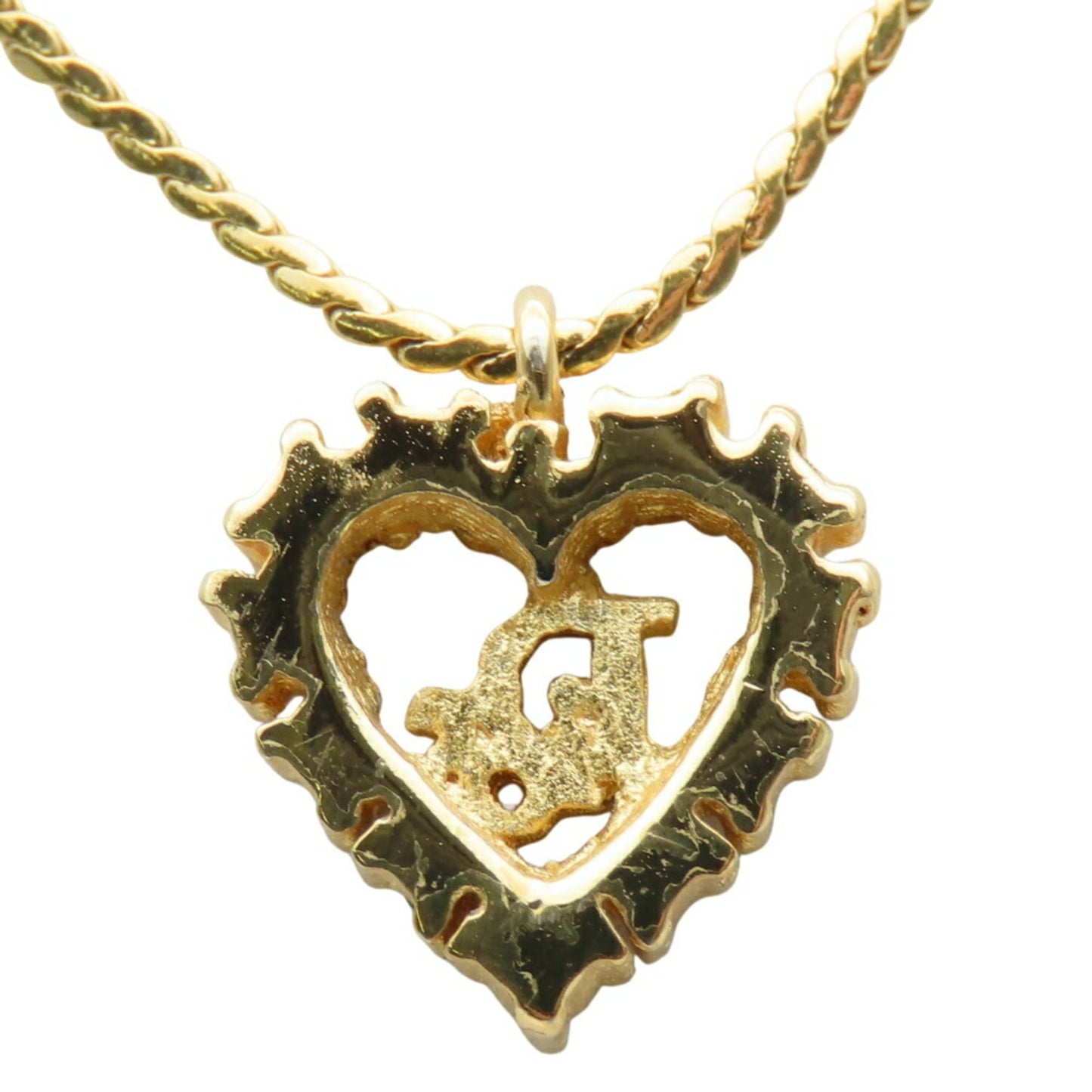 Christian Dior Heart Necklace, Gold Plated, GP, Women's