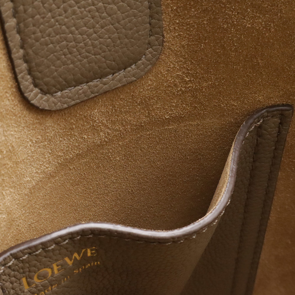 LOEWE Pebble Bucket Bag Mini Handbag Shoulder Calfskin Leather Greige AANBBBMX31 — Like New