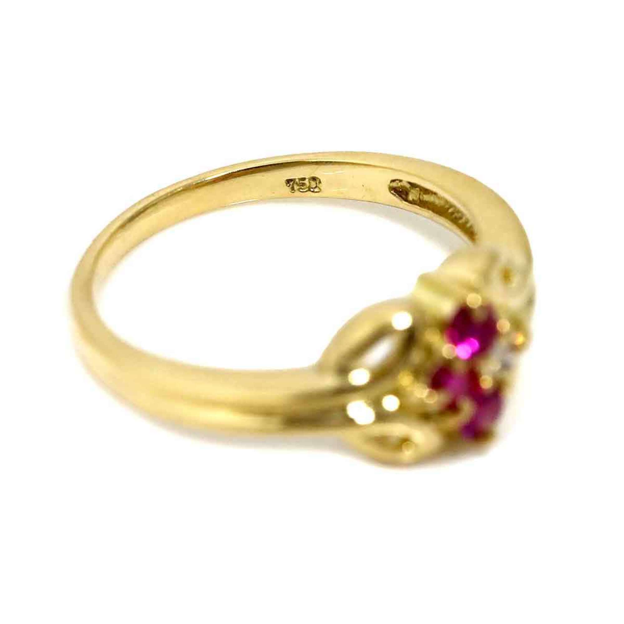 Christian Dior 1 Ring Sapphire Diamond 18K YG Yellow Gold 750 — Like New