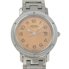 Hermès Clipper Watch CL4.410, Stainless Steel Quartz Analog Display, Pink Dial, Boys — Good