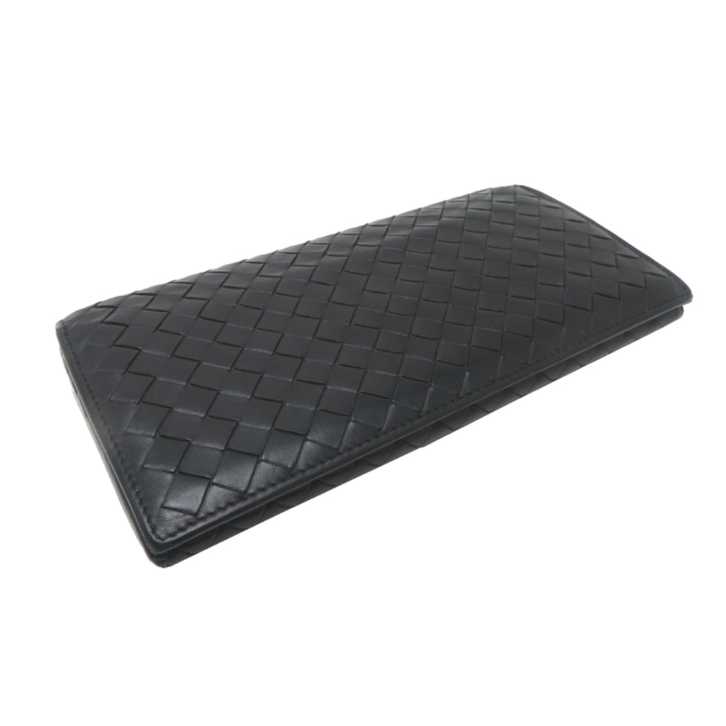 Bottega Veneta Intrecciato Bifold Men's Long Wallet 156819 Leather Black