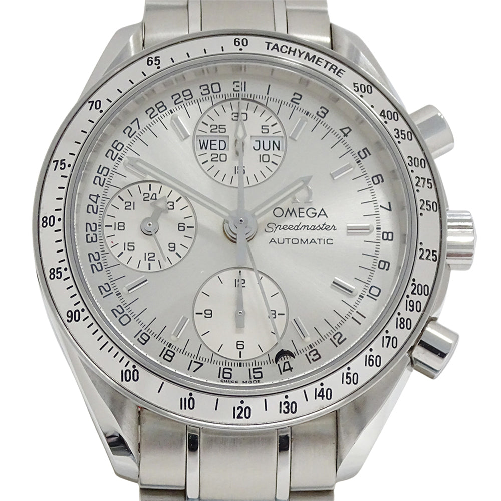 Omega Speedmaster 3523.30 Men's Watch, Brand Name, Triple Calendar, Automatic Winding, Stainless Steel (SS), Silver — Good