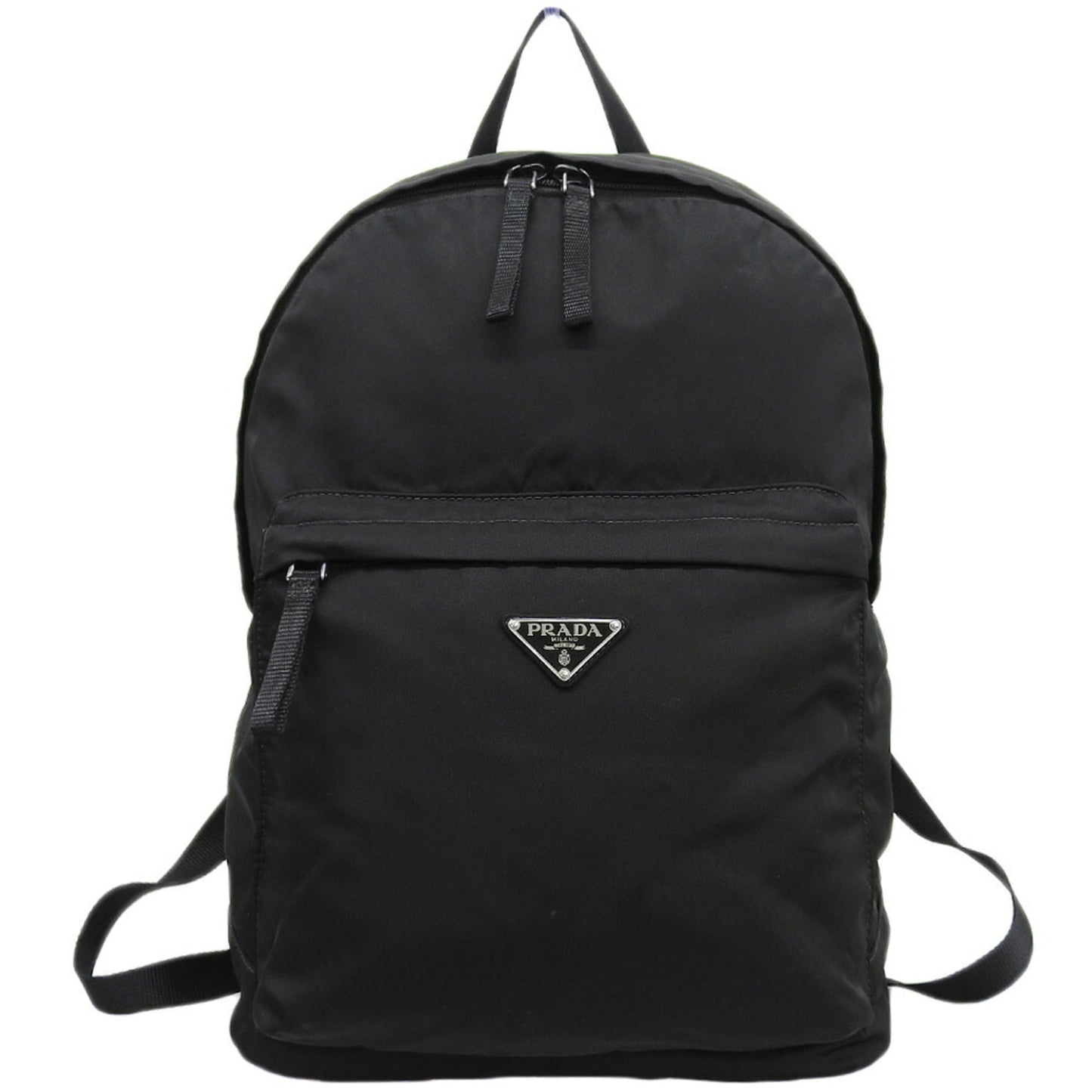 Prada 2VZ034 Backpack in Black Nylon with Triangular Plate