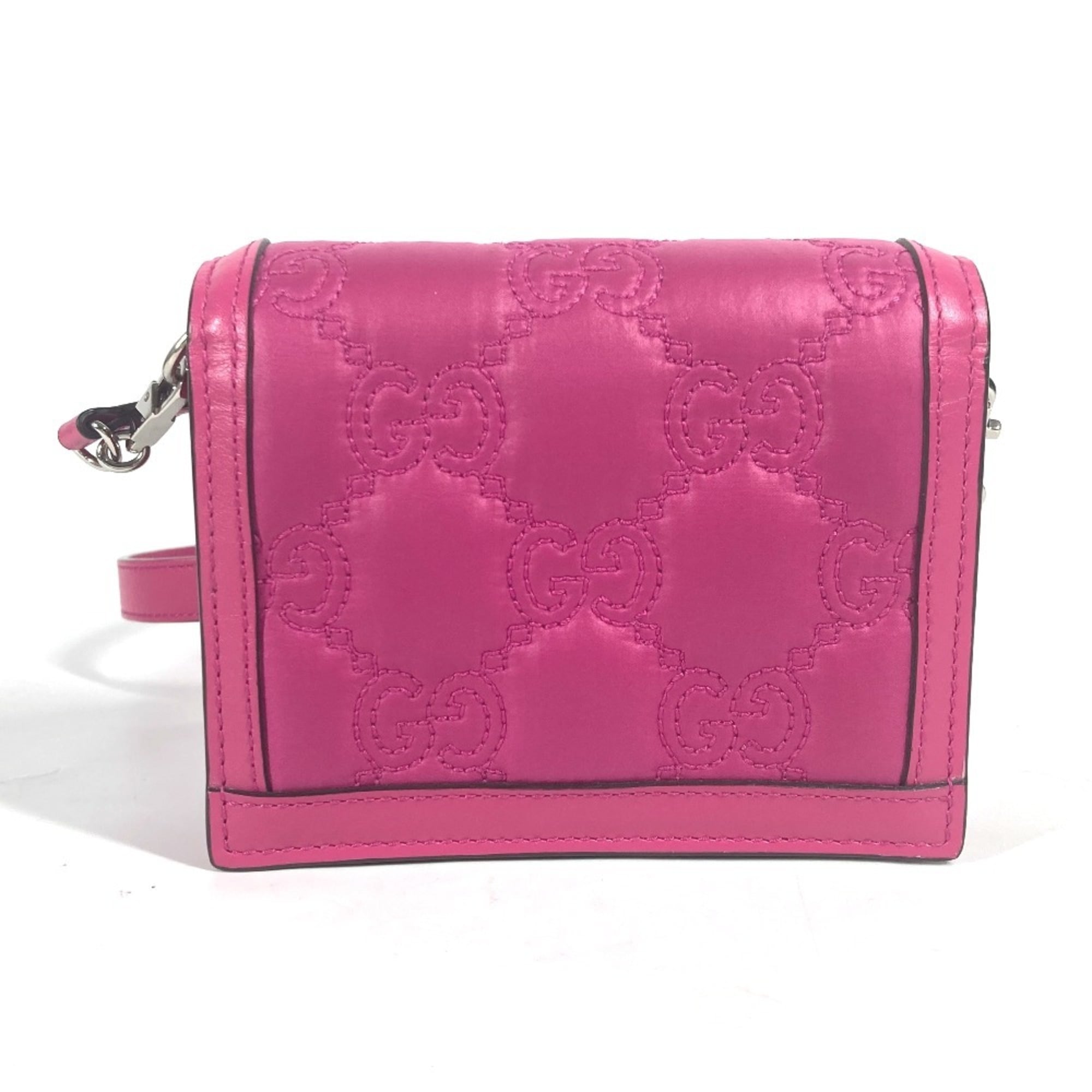 GUCCI 723777 GG Matelasse Quilted Pochette Shoulder Bag Leather Nylon Women's Pink G-240825-25 — New - Store Return
