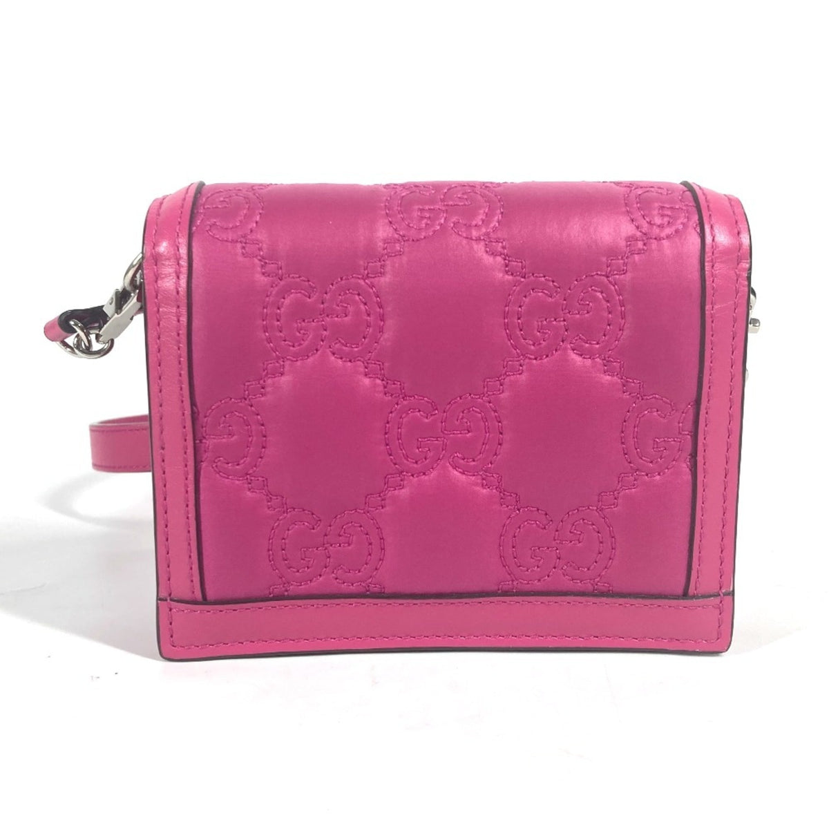 GUCCI 723777 GG Matelasse Quilted Pochette Shoulder Bag Leather Nylon Women's Pink G-240825-25 — New - Store Return