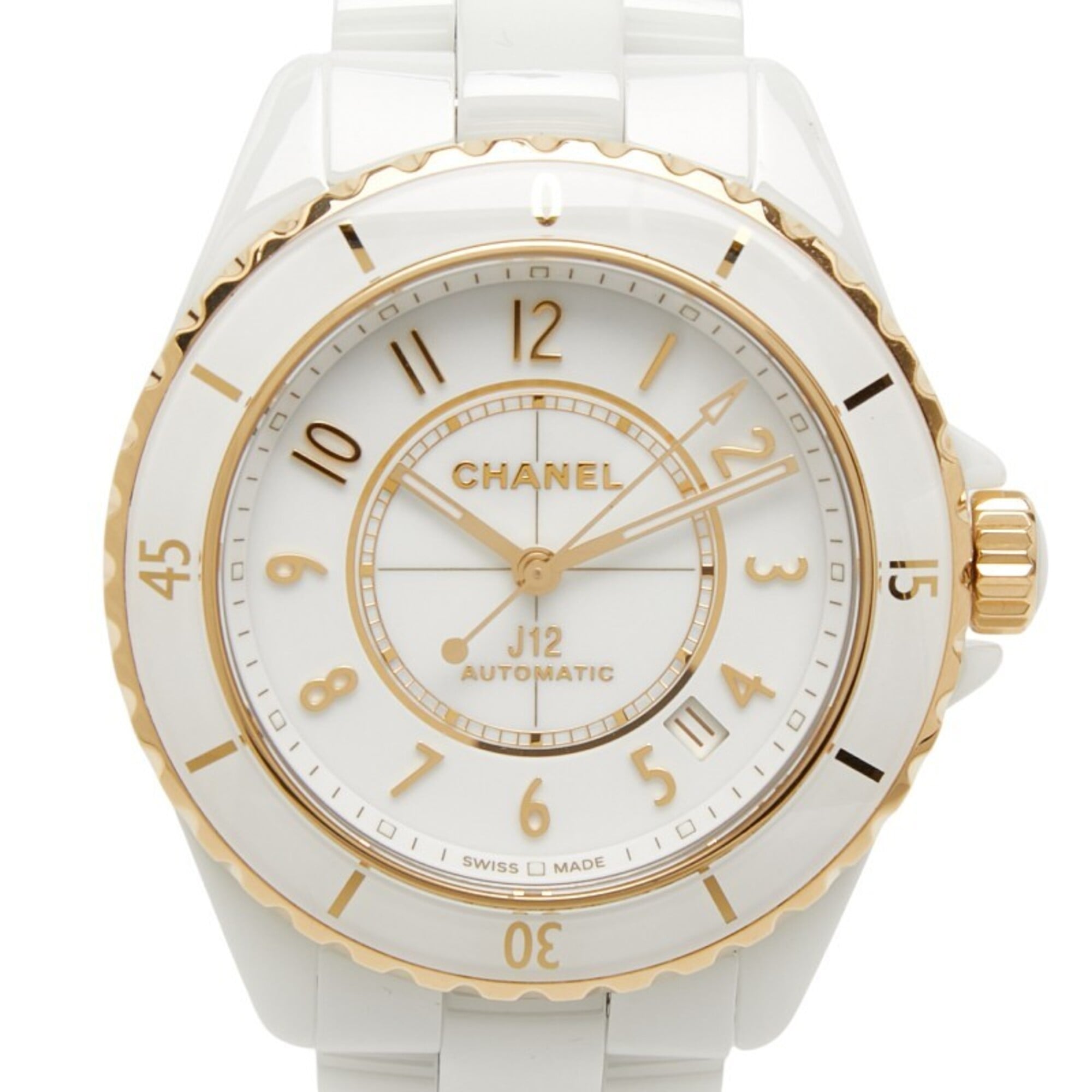 Chanel J12 Caliber 12.1 Watch H9540 Automatic (with manual winding) White Dial 18K Yellow Gold Ceramic Ladies CHANEL — Very Good
