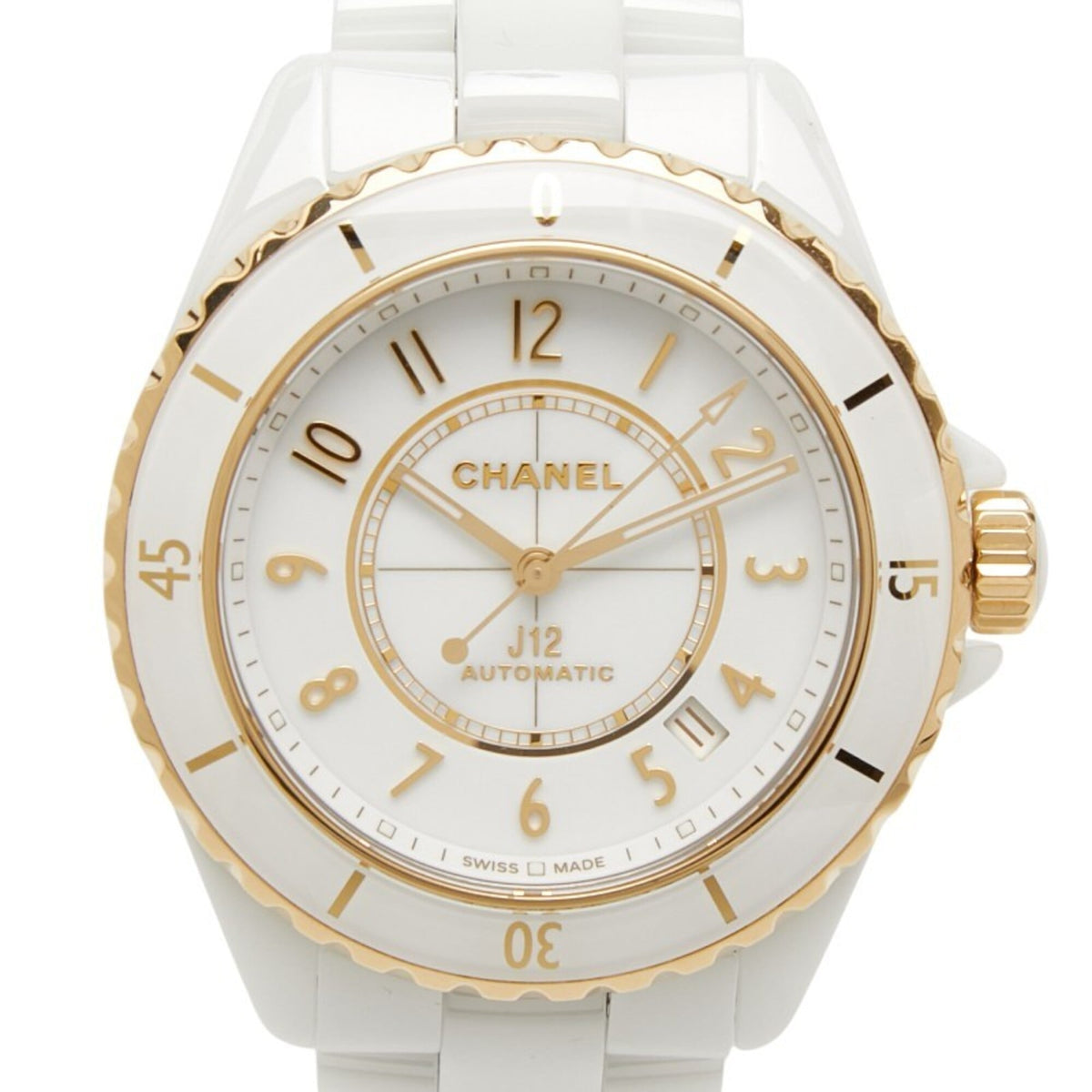 Chanel J12 Caliber 12.1 Watch H9540 Automatic (with manual winding) White Dial 18K Yellow Gold Ceramic Ladies CHANEL — Very Good