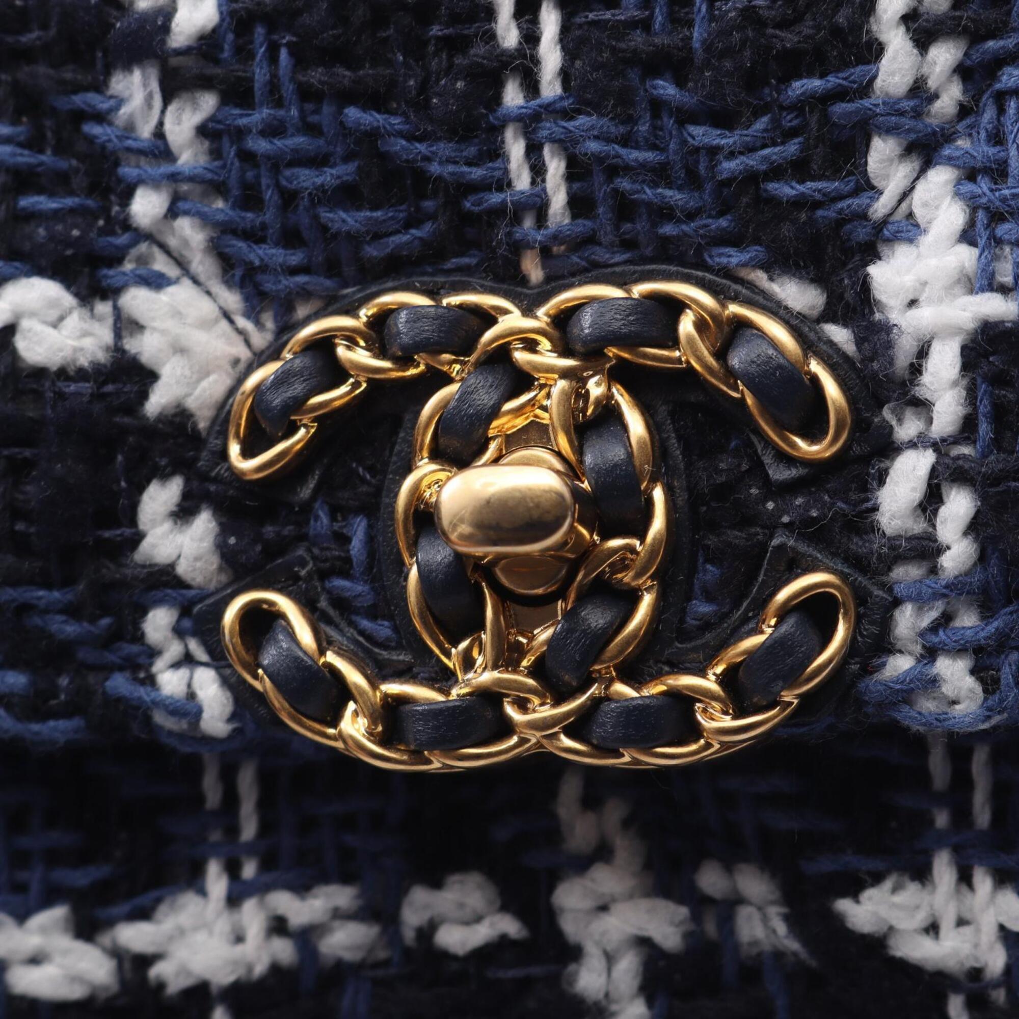 Chanel CHANEL CHANEL19 Matelassé Check Combination Hardware 2-Way Shoulder Bag Handbag Fabric Women's Blue White Black — New - Store Return