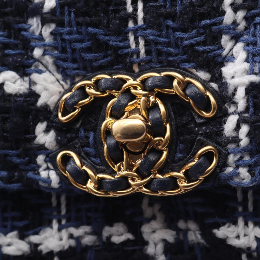 Chanel CHANEL CHANEL19 Matelassé Check Combination Hardware 2-Way Shoulder Bag Handbag Fabric Women's Blue White Black — New - Store Return