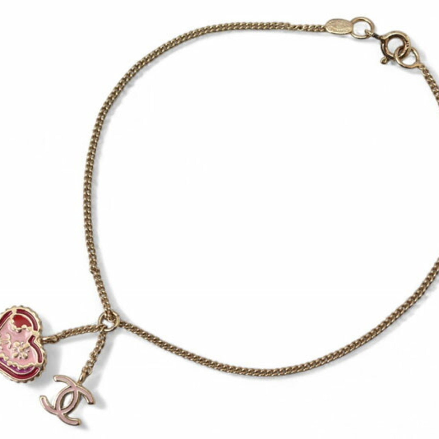 Chanel bangle chain bracelet CHANEL CC Coco Heart pink gold 05