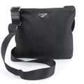 Prada Tessuto Nylon Triangle Logo Leather Shoulder Bag Messenger Black Men's