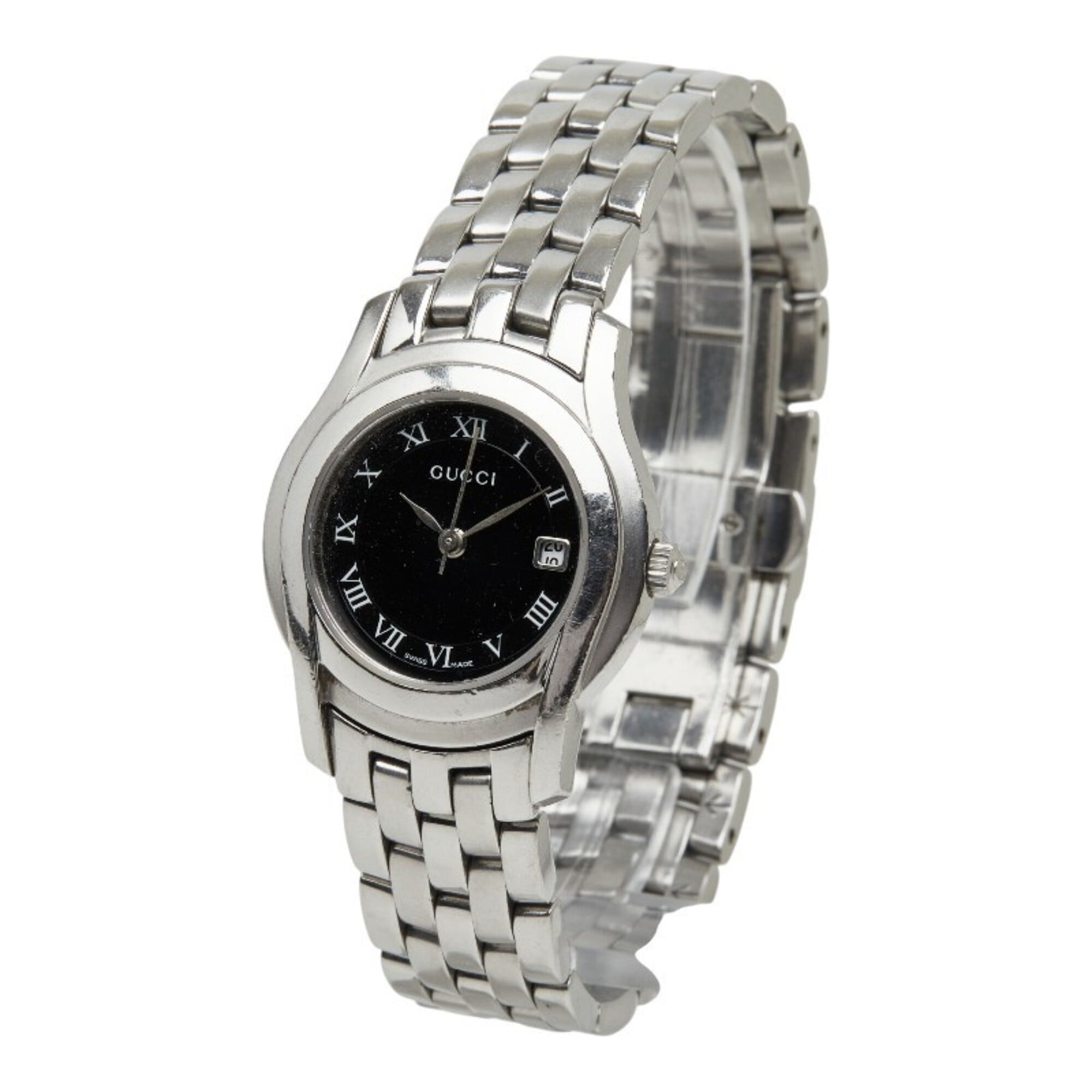 Gucci 5500L Quartz Watch, Black Dial, Stainless Steel, Women's Watch — Good