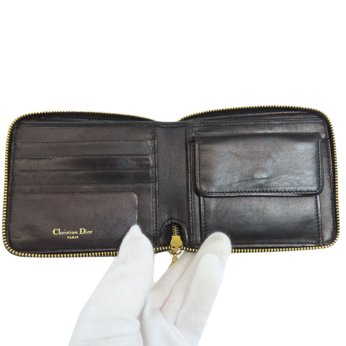 Christian Dior Cannage Bi-fold Wallet Lambskin Women's CHRISTIAN DIOR