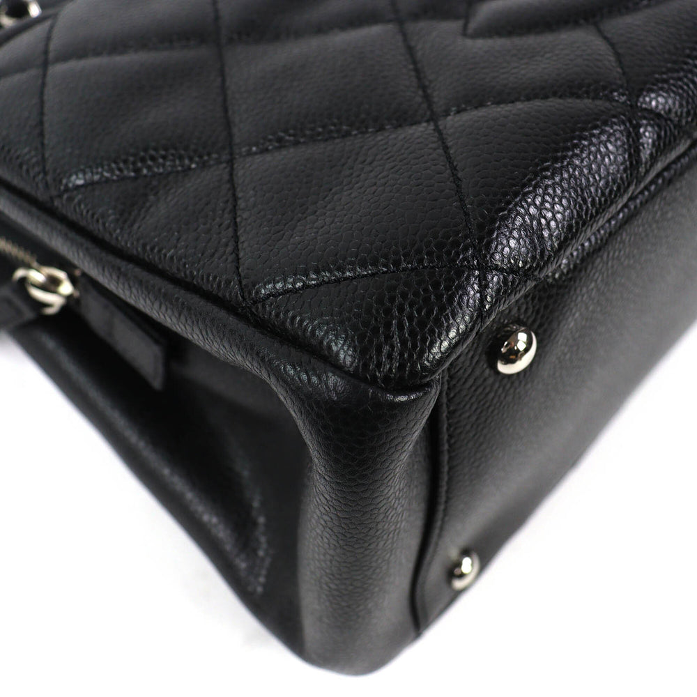 CHANEL A67294 Caviar Skin Coco Mark Matelassé Chain Tote Bag, Black with Silver Hardware, Comes Dust Made in Italy, Women's, Very Popular, Highly Recommended ◎ — Like New
