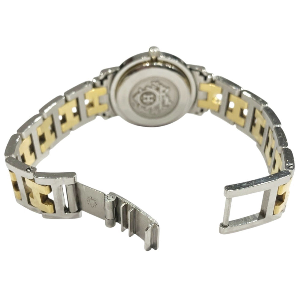 Hermes Clipper watch, total weight 36.2g, stainless steel, quartz movement, white dial, CL3.240 — Good