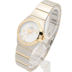 Omega Constellation Brushed Watch, 18K (Yellow Gold) Stainless Steel, Ladies', White/White Mother-of-Pearl, 123.25.24.60.05.001 — Very Good