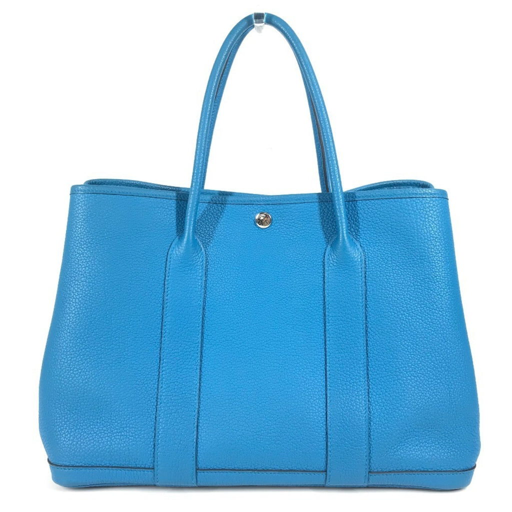 HERMES Garden Party PM 36 Handbag, Two-Tone Negonda Shoulder Bag, Tote Blue, Men's and Women's