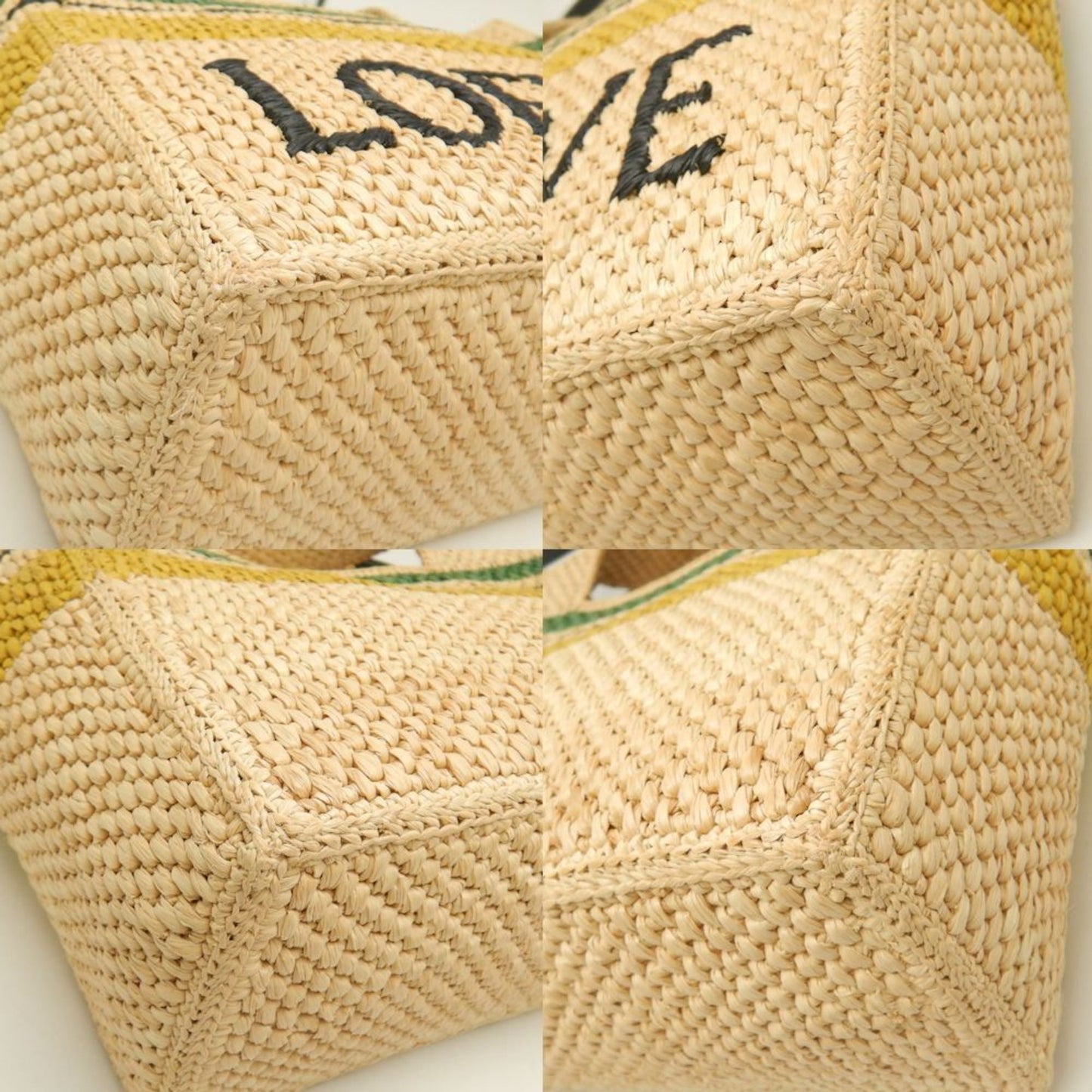 LOEWE Font Stripe Tote Bag A685B61X04 in Natural Raffia, Women's, 253423