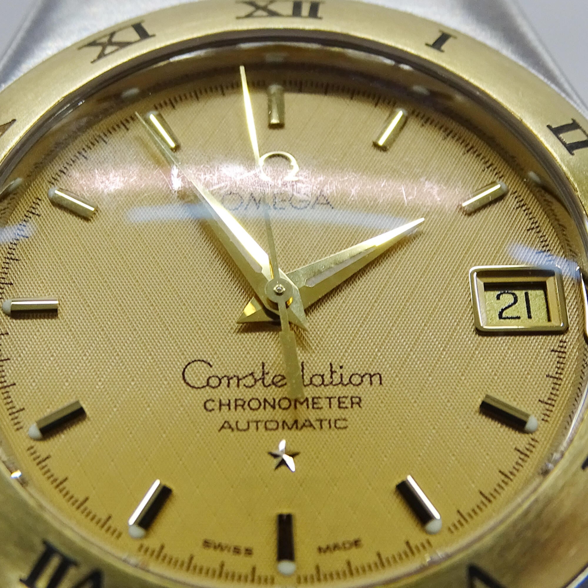 Omega Constellation 1302.10 Men's Watch, Brand Name, Date, Automatic Movement, Stainless Steel (SS), Gold (YG), Half Bar — Good