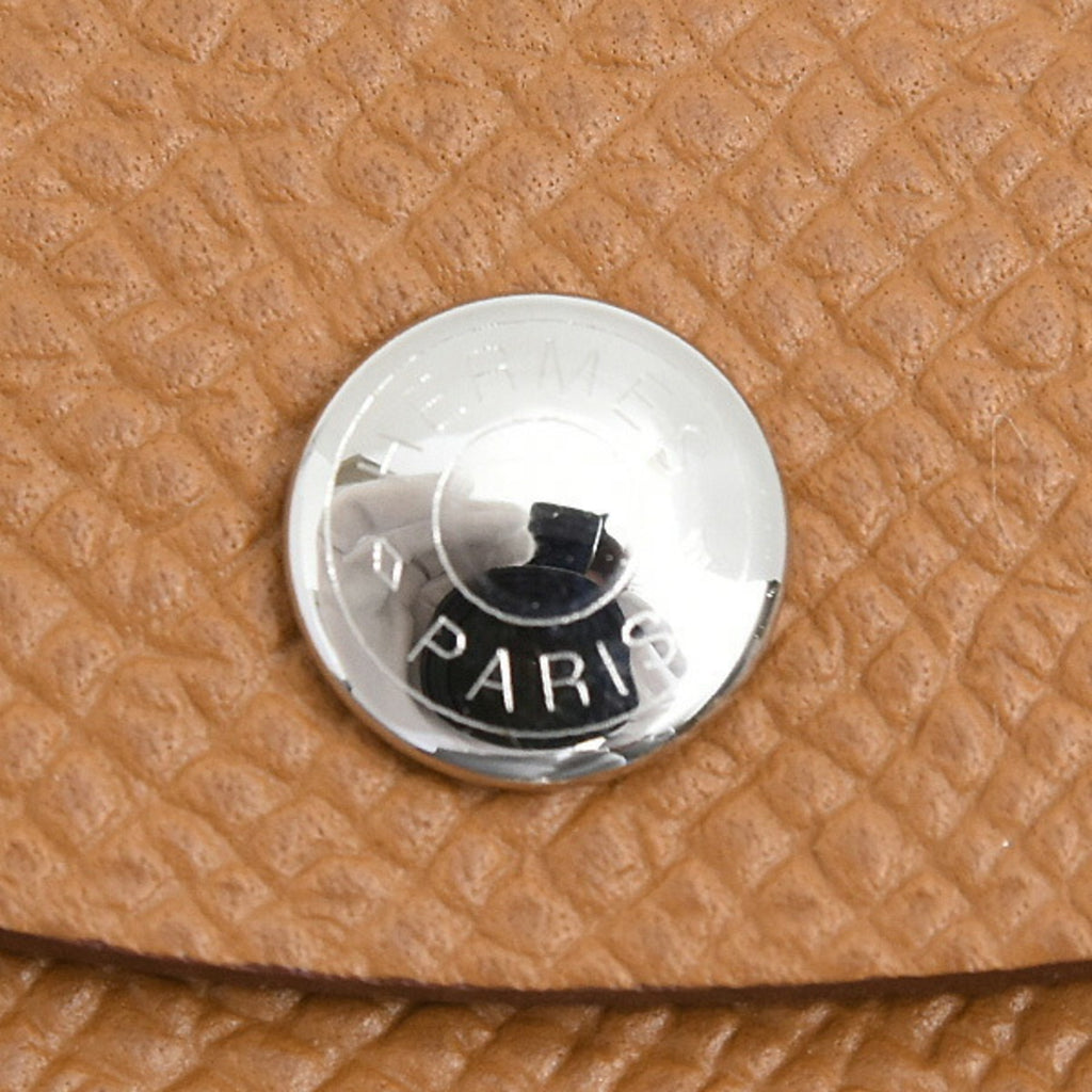 Hermes Hermès Calvi Duo Wallet for Men and Women, Card Case, Coin Double Engraved, Gold, Epsom Leather