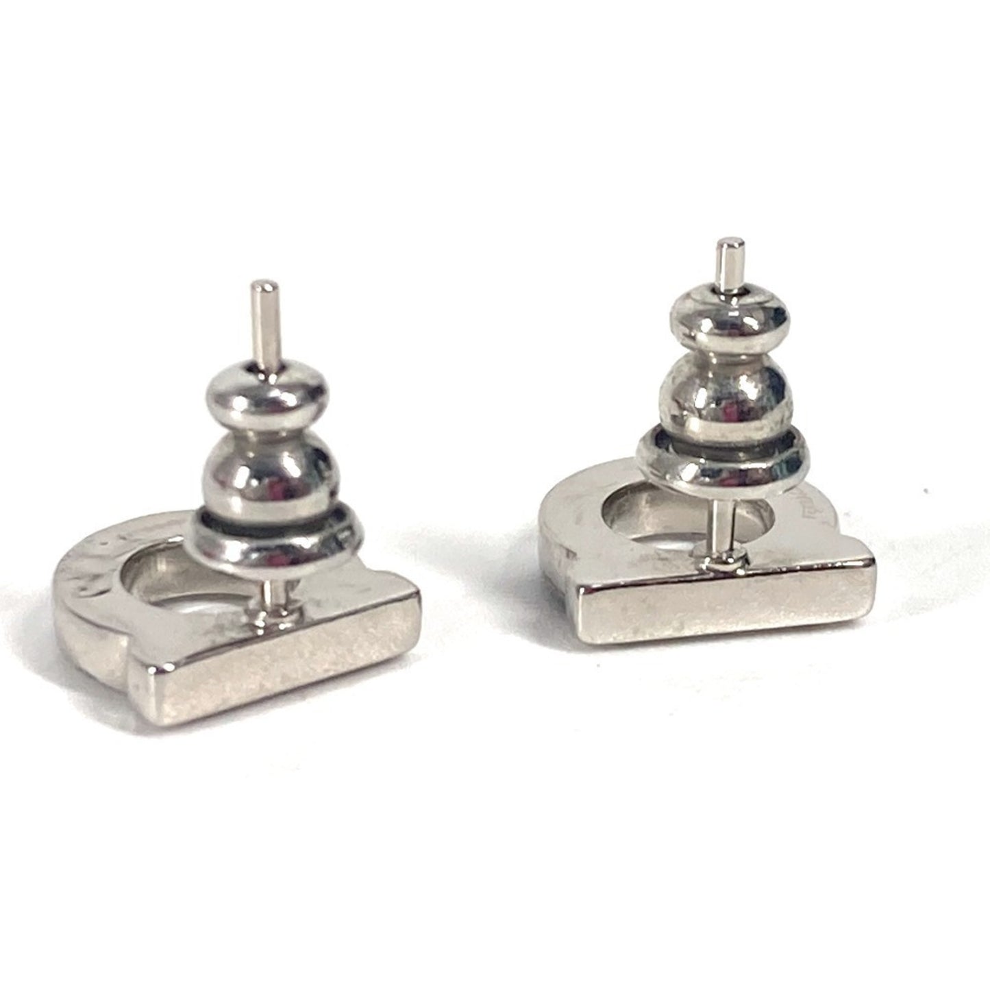 Salvatore Ferragamo 76 0123 Gancini Rhinestone Accessories Earrings Metal Men's Women's Silver