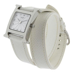 Hermes HERMES H Watch Wristwatch HH1.210 Stainless Steel x Leather 2005 Quartz Analog Display White Dial Ladies — Very Good