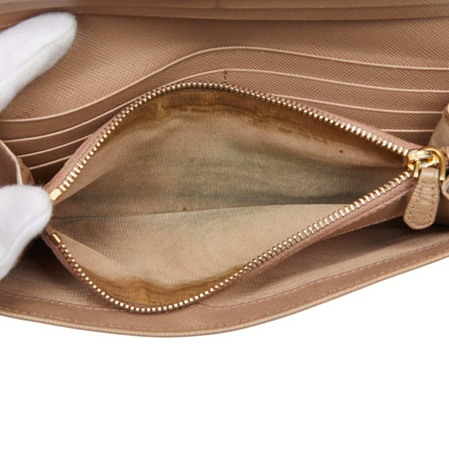 Prada Logo Long Wallet 1M1132 Beige Saffiano Leather Women's PRADA